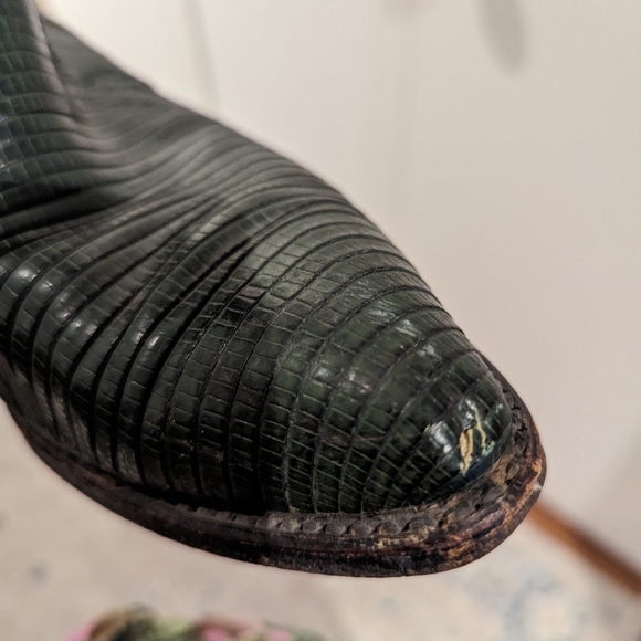 Size 9 Dan Post Green and Black Cowboy Lizard skin Boots - Picture 6 of 10